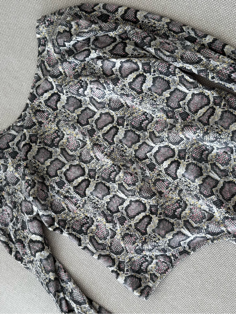 All Saints Snake-Print Cover in Gray and Pink Accents